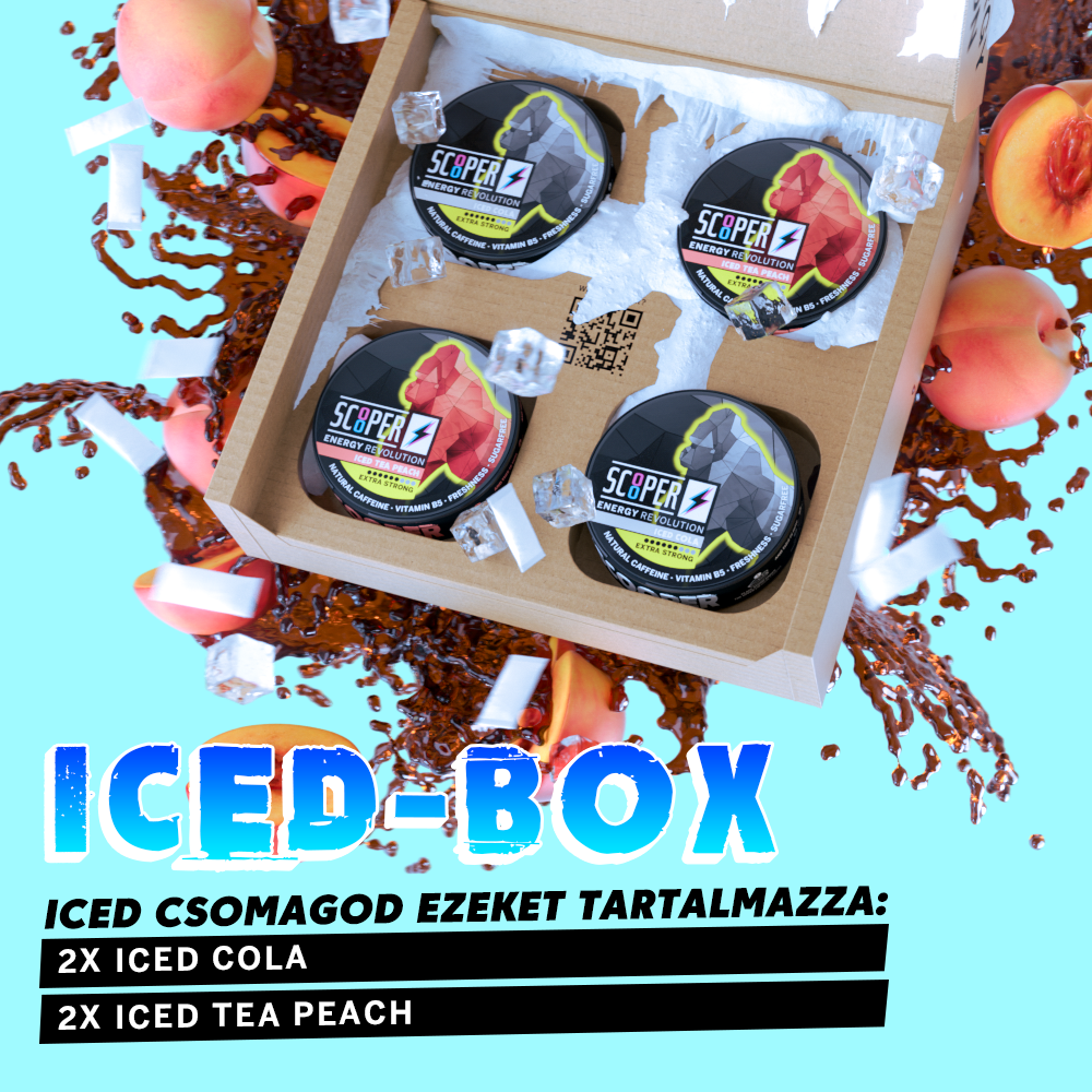 SCOOPER Energy Iced Box Peach Extra Strong (2×2 doboz)